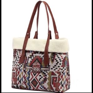💥1 LEFT💥Reversible Tapestry Tote (Tan)